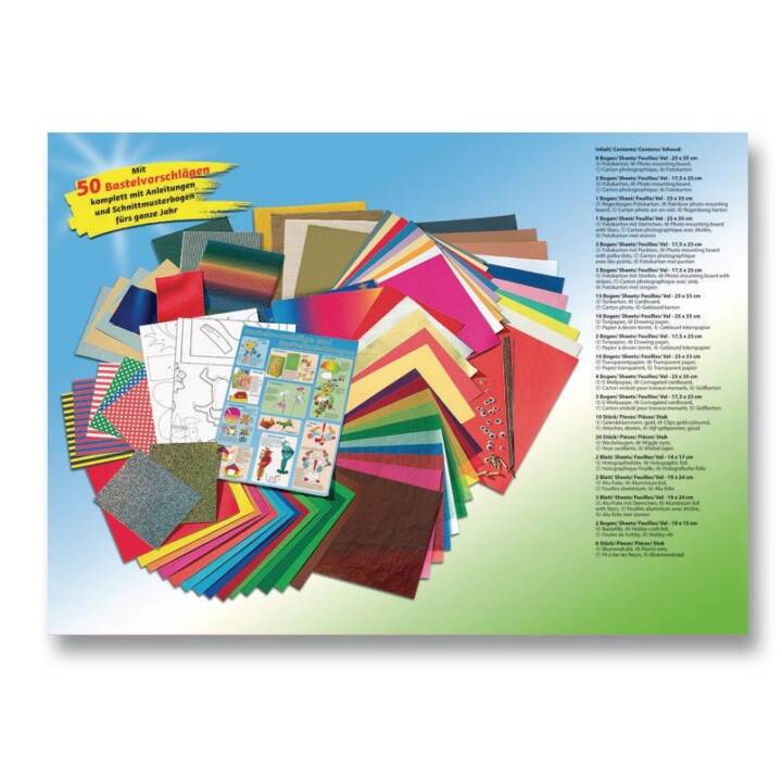 FOLIA Ensemble de papier de construction Jumbo (Multicolore, 107 pièce)