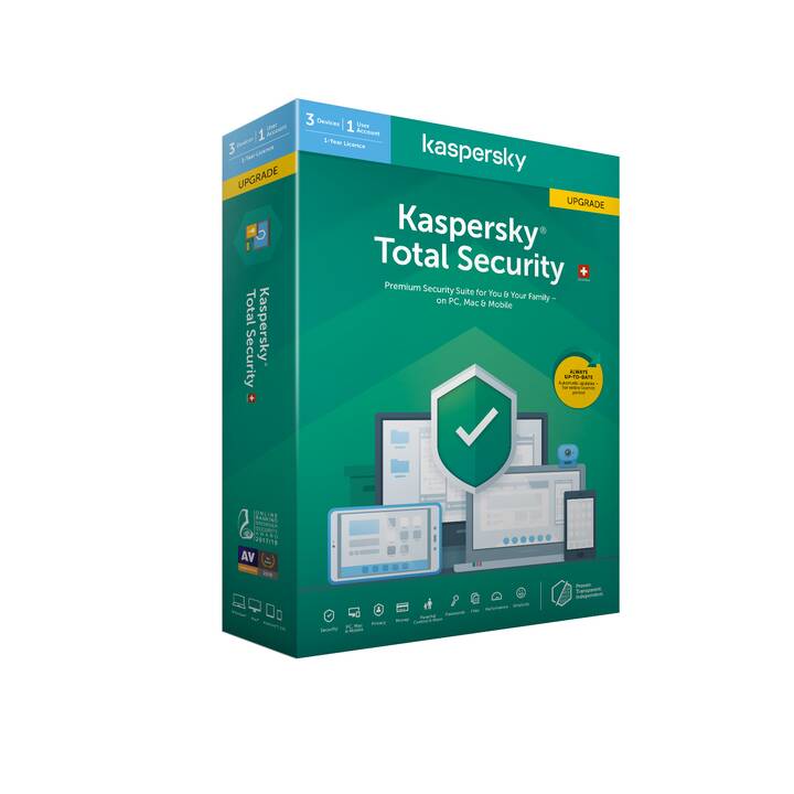 KASPERSKY LAB Total Security Upgrade (Abbonamento, 3x, 1 anno, Francese, Tedesco, Italiano)