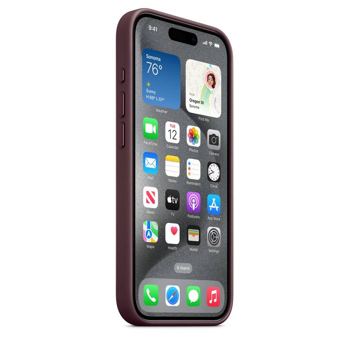 APPLE Backcover Fine Woven (iPhone 15 Pro, Rouge mûre)