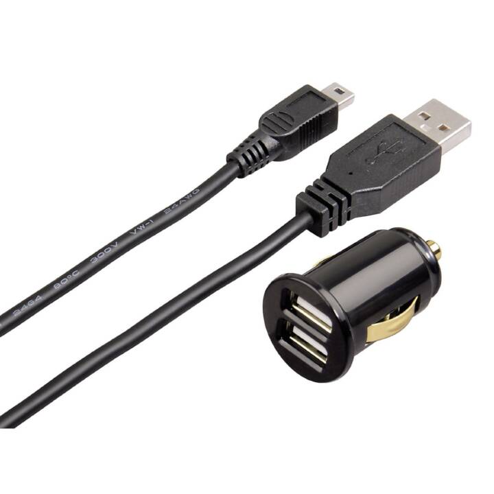 HAMA USB-Kfz-Ladegerät Dual Piccolino + miniUSB-Ladekabel, 2,4A