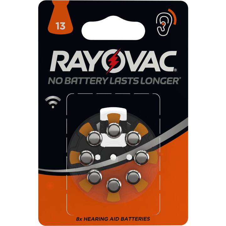 RAYOVAC 13 Batteria (PR48 / 13 / arancione, Apparecchi acustici, 8 pezzo)
