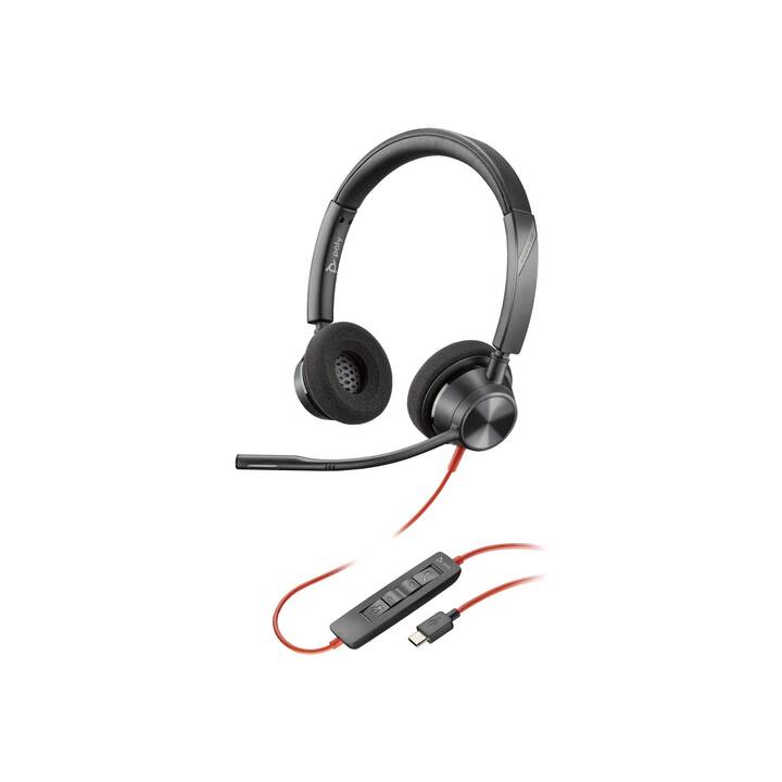 POLY Office Headset Blackwire 3320 (On-Ear, Kabel, Schwarz)