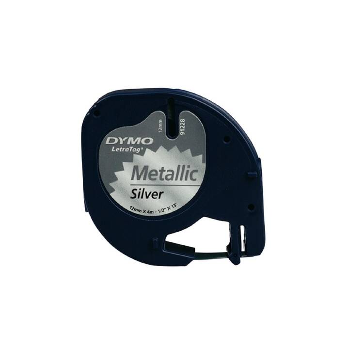 DYMO LT Metallic Nastro delle scritture (Nero / Argento metallizzato, 12 mm)