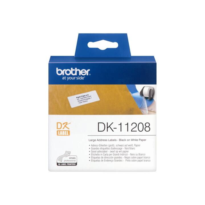BROTHER DK-11208 Ruban d'écriture (Noir / Blanc, 90 mm)