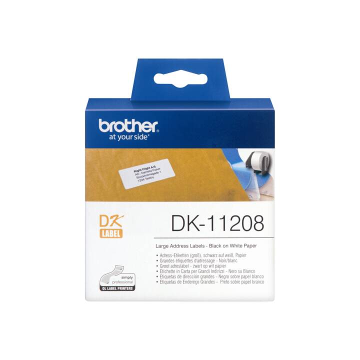 BROTHER DK-11208 Nastro delle scritture (Nero / Bianco, 90 mm)