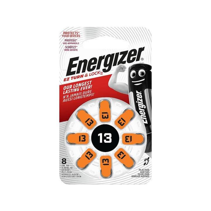 ENERGIZER EZ Turn & Lock 13 Batteria (PR48 / 13 / arancione, Apparecchi acustici, 8 pezzo)