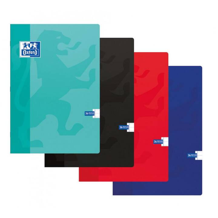 OXFORD Cahier (A4, Ligné, Bleu foncé, Turquoise, Noir, Rouge)