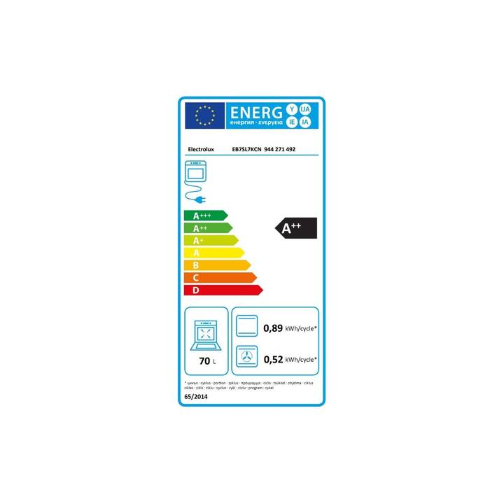 ELECTROLUX Four mixte vapeur/four EB7SL7KCN (Encastrable, CH-Norme 55 cm, 70 l)