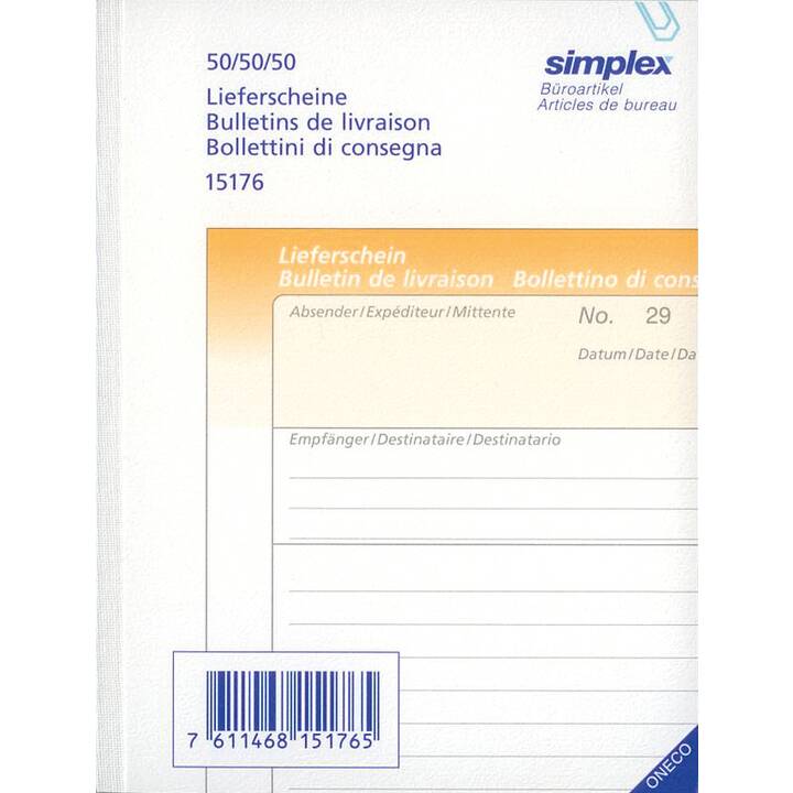 SIMPLEX Bolla di consegna (A6)