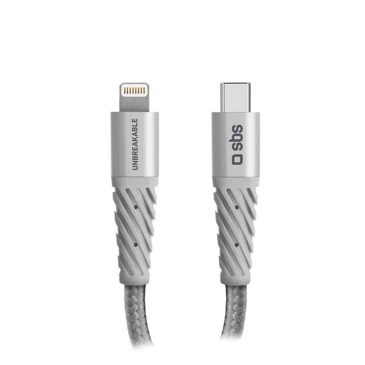 SBS Charging Data Câble (USB C, Lightning, 1.5 m)