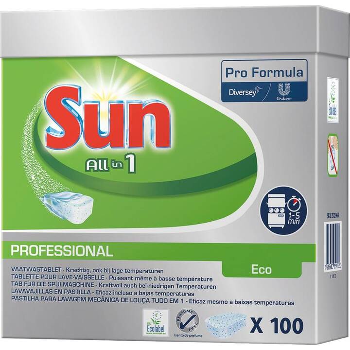 SUN Détergents pour lave-vaisselle Professional All in 1 Eco (100 Tabs)
