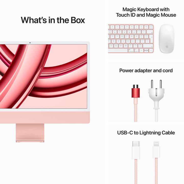 APPLE iMac Retina 4.5K 2023 (24", Apple M3 Chip 8-Core, 8 GB, 512 Go SSD, Apple M3 Graphics)