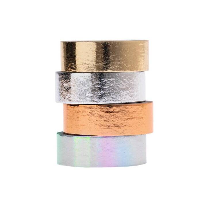 RICO DESIGN Washi Tape Set (Argento, Oro, Roségold, Multicolore, 5 m)