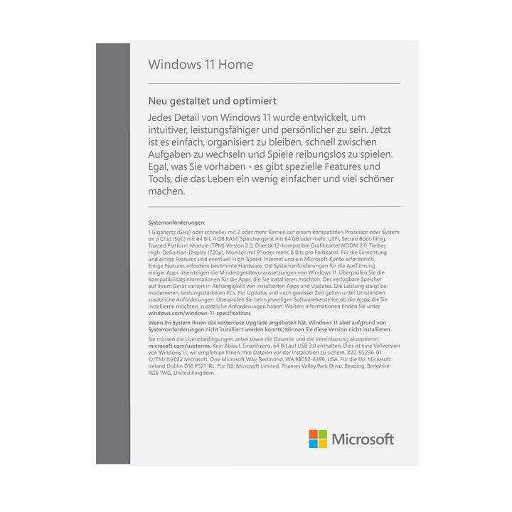 MICROSOFT Windows 11 Home (Version complète, Allemand)