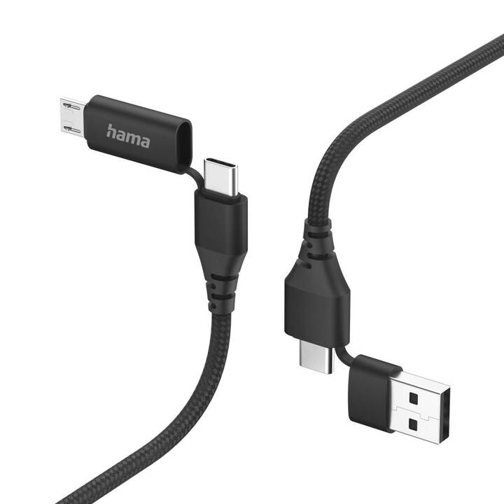 HAMA 4in1 Kabel (USB Typ-A, USB 2.0, Micro USB Typ B, USB Typ-C, 1.5 m)