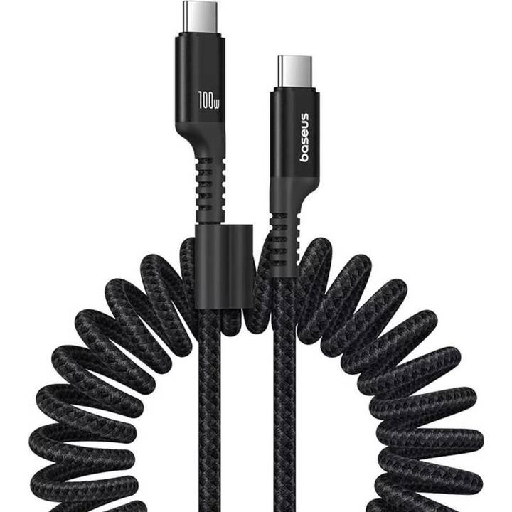 SYSTEM-S USB Kabel Typ A Auf USB C 3.1 – Spiralkabel 40-100 Cm, 90° Gewinkelt, Knickschutz