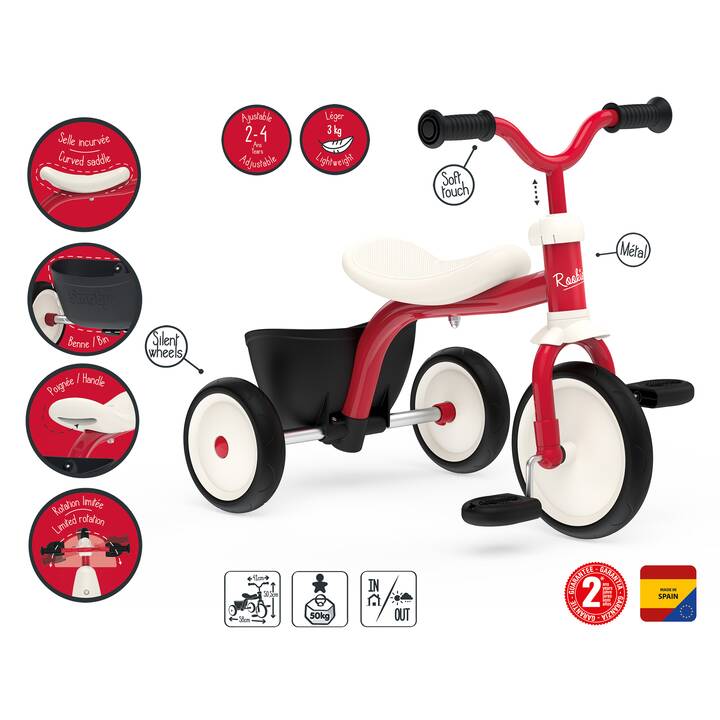 SMOBY INTERACTIVE Tricicli Rookie (Rosso, Nero, Bianco)