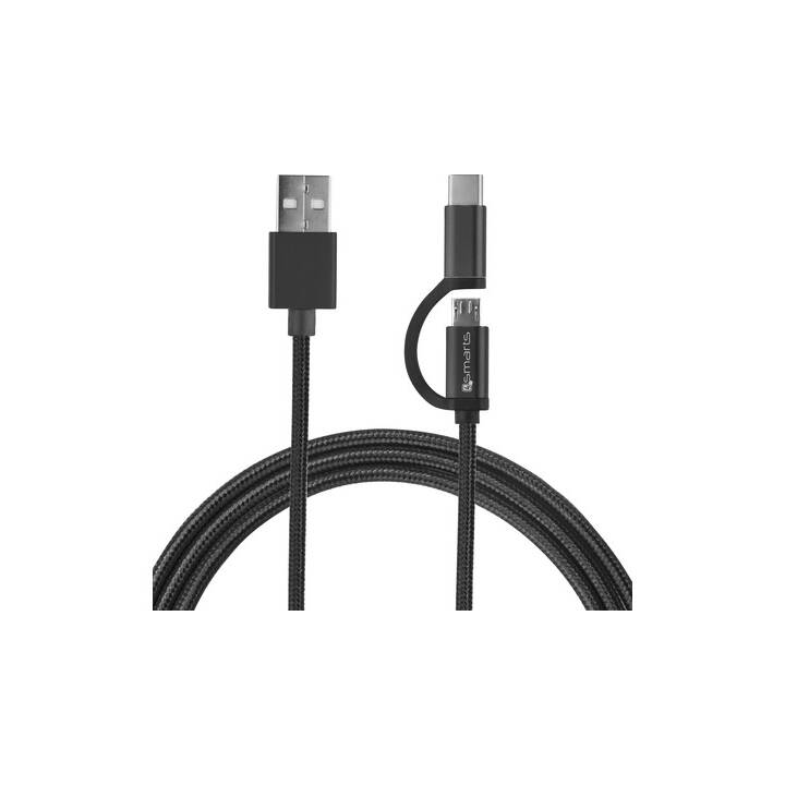 4SMARTS Câble combiné MicroUSB & USB-C