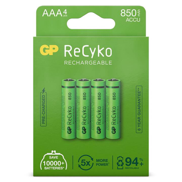 GP ReCyko Batterie (AAA / Micro / LR03, 4 pièce)