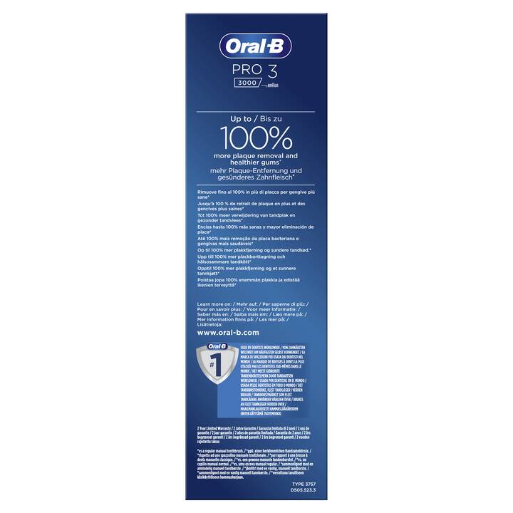 ORAL-B  Pro 3 3000 Sensitive Clean  (Blau, Weiss)