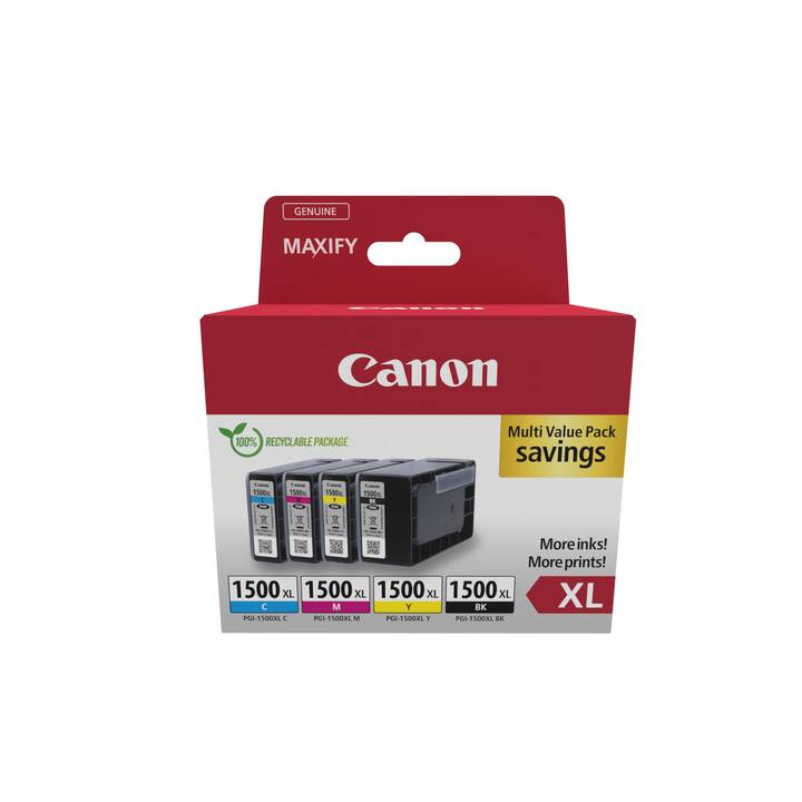 CANON PGI-1500XL (Gelb, Schwarz, Magenta, Cyan, Multipack)