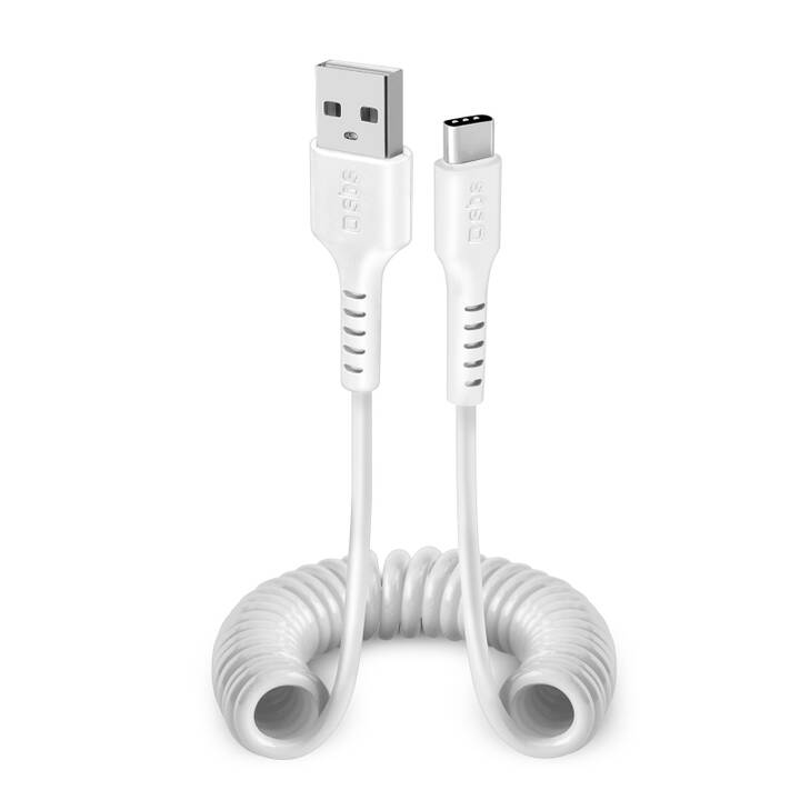 SBS Spiral Cable Câble (USB A, USB de type C, 1 m)