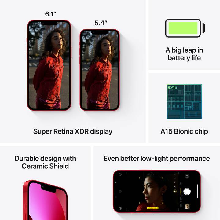 APPLE iPhone 13 (5G, 256 GB, 6.1", 12 MP, Rouge)