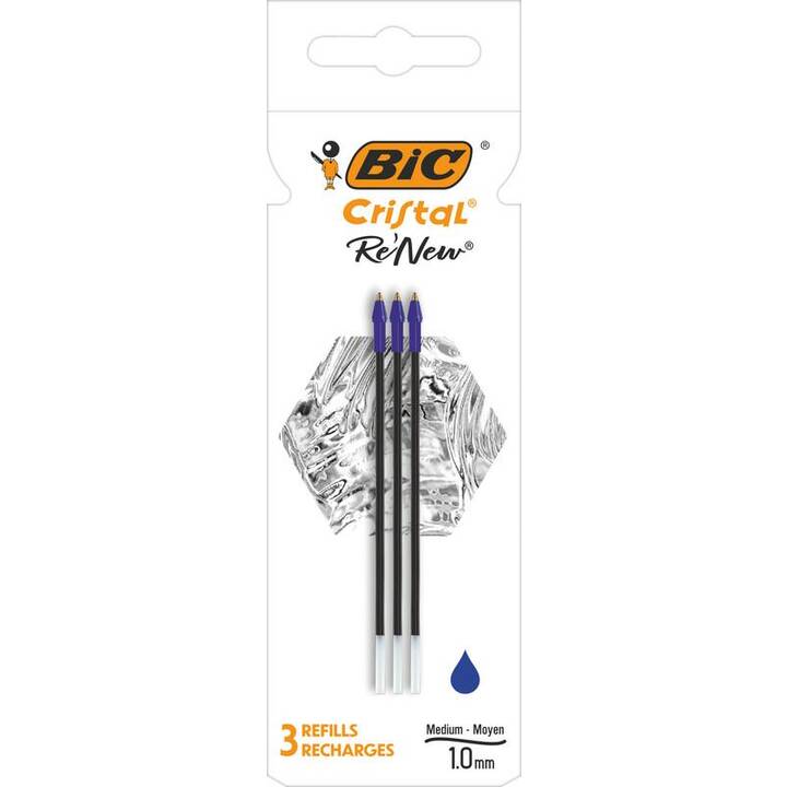 BIC Mine de stylo à bille Cristal ReNew (Bleu, 3 pièce)