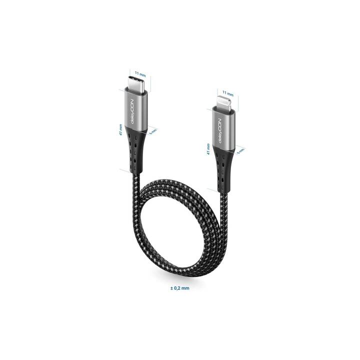 DELEYCON Câble (Fiche USB 2.0 de type C, Fiche Lightning, 2 m)