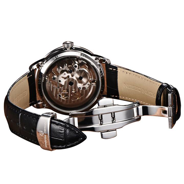 EG montre mécanique automatique avec bracelet en cuir - Interdiscount