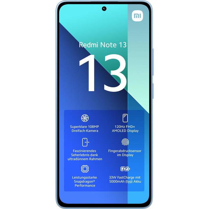 XIAOMI Redmi Note 13 (256 GB, Glace bleue, 6.67", 108 MP)