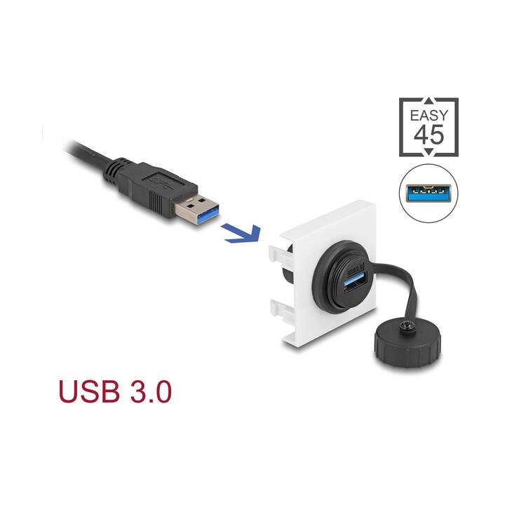 DELOCK Easy 45 SuperSpeed 45x45mm Adattatore (USB A, USB di tipo A, 0.045 m)