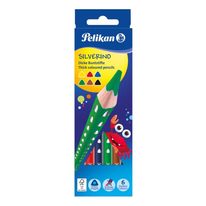 PELIKAN Crayons de couleur Silverino (Multicolore, 6 pièce)