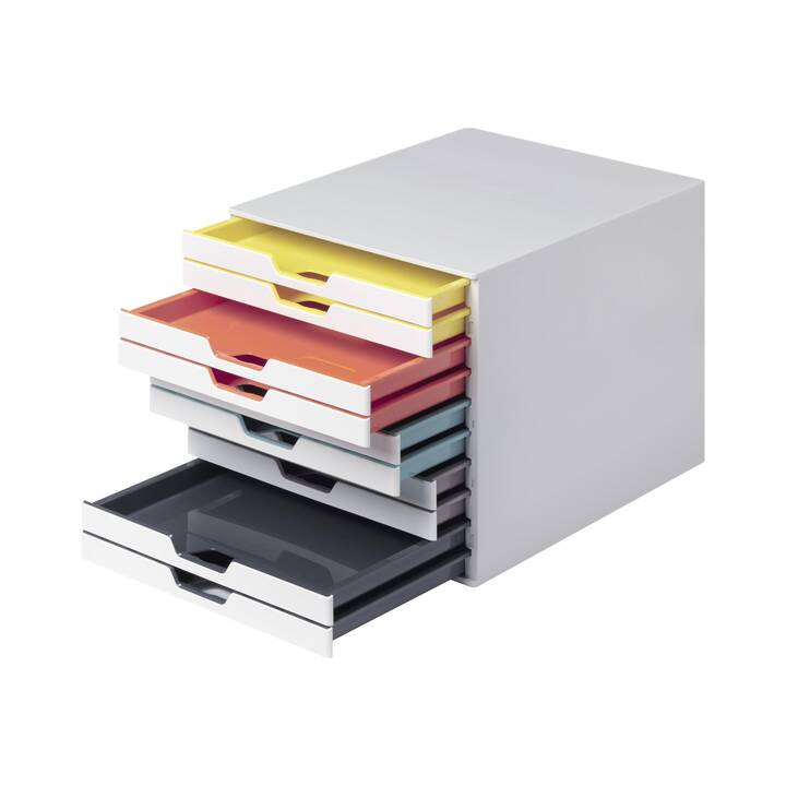 DURABLE Büroschubladenbox Varicolor Mix 10 (A4, 280.0 mm  x 356 mm  x 292 mm, Mehrfarbig, Weiss)