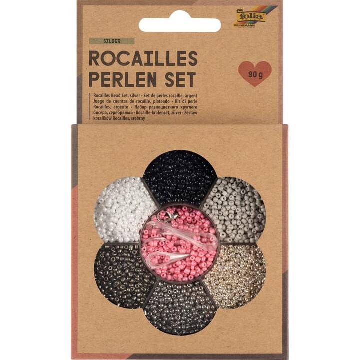 FOLIA Silber Perlen (90 g, Perlen, Mehrfarbig)