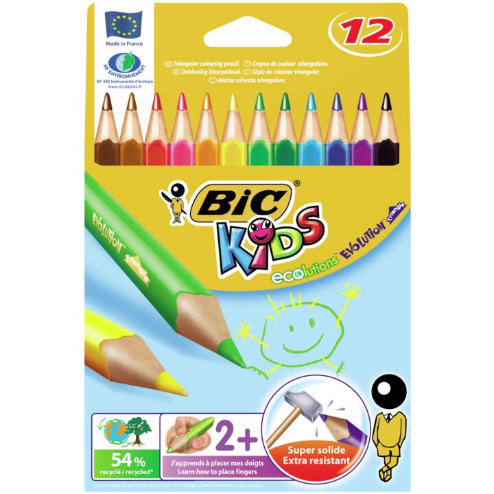 BIC Crayons de couleur (Multicolore, 12 pièce)