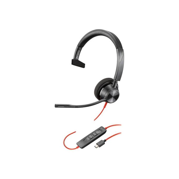 POLY Office Headset Blackwire 3310 (On-Ear, Kabel, Schwarz)