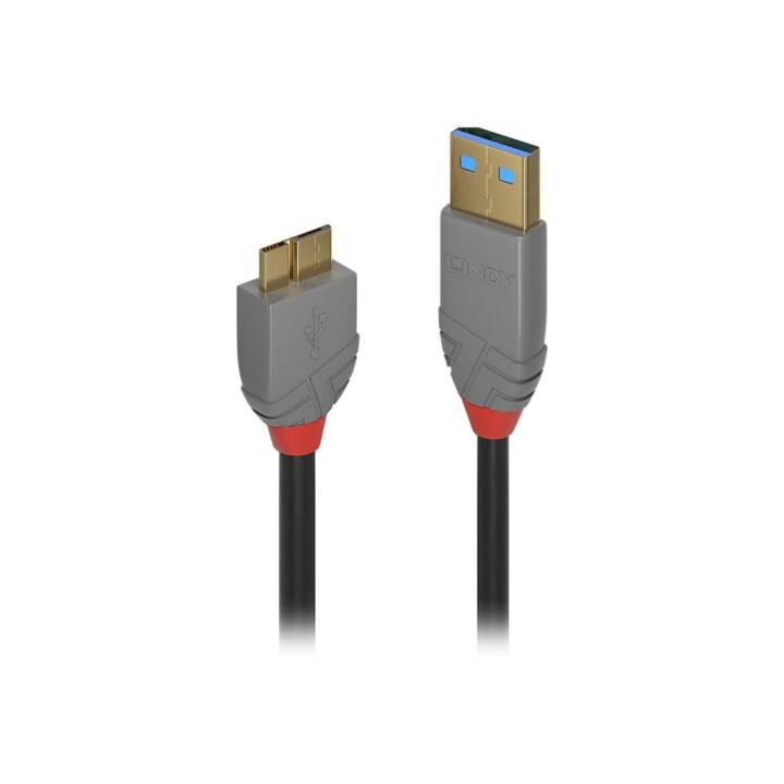 LINDY Anthra Line USB-Kabel (USB 3.0 Micro Typ-B, USB 3.0 Typ-A, 50 cm)