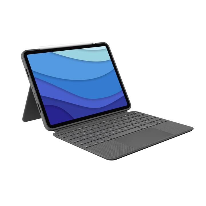 LOGITECH Combo Touch Type Cover (11", iPad Pro (3. Gen. 2018), iPad Pro (3. Gen. 2018), iPad Pro (2016), Grigio)