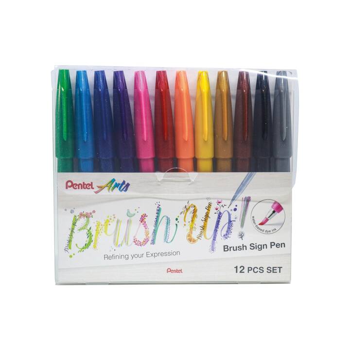 PENTEL Crayon feutre (Multicolore, 12 pièce)