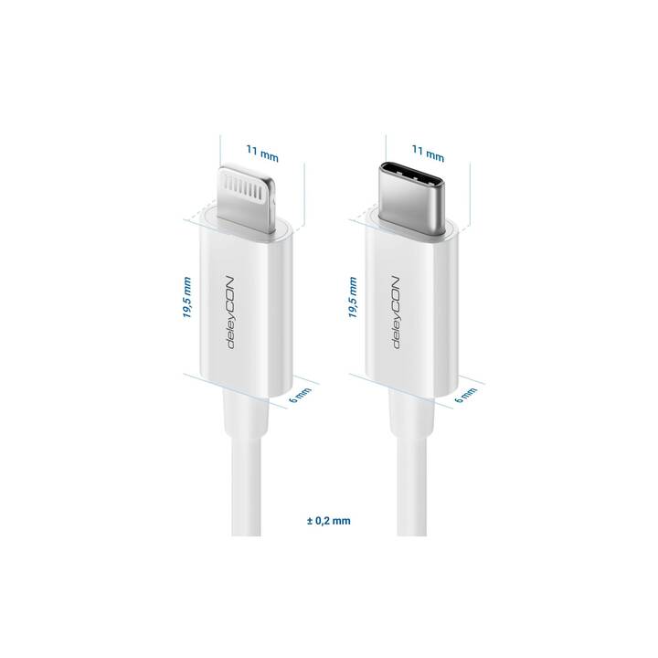 DELEYCON Kabel (USB C, Lightning, 0.15 m)