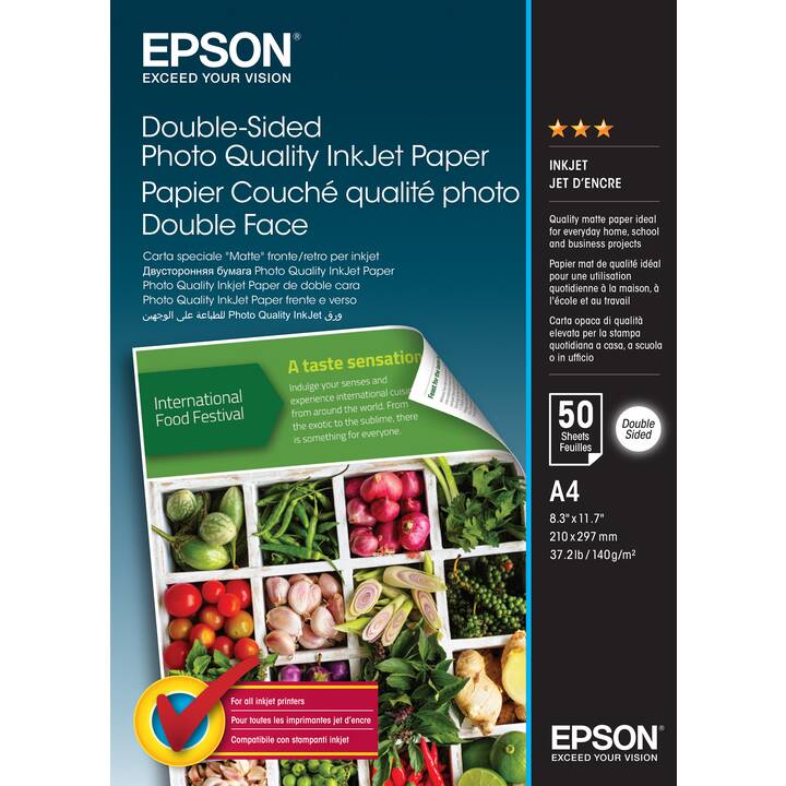EPSON Double-Sided Photo Quality Fotopapier (50 Blatt, A4, 140 g/m2)