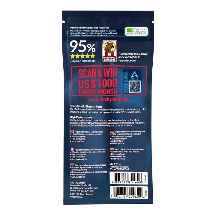 ARCTIC COOLING Pasta termoconduttiva MX-2 (8 g, 5.6 W/(m K))