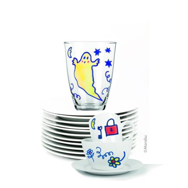 MARABU Pennarello acrilico Porcelain & Glas KIDS Mega Fun (Arancione, Blu, Nero, Rosso, Verde, Viola, Giallo, Turchese, 10 pezzo)