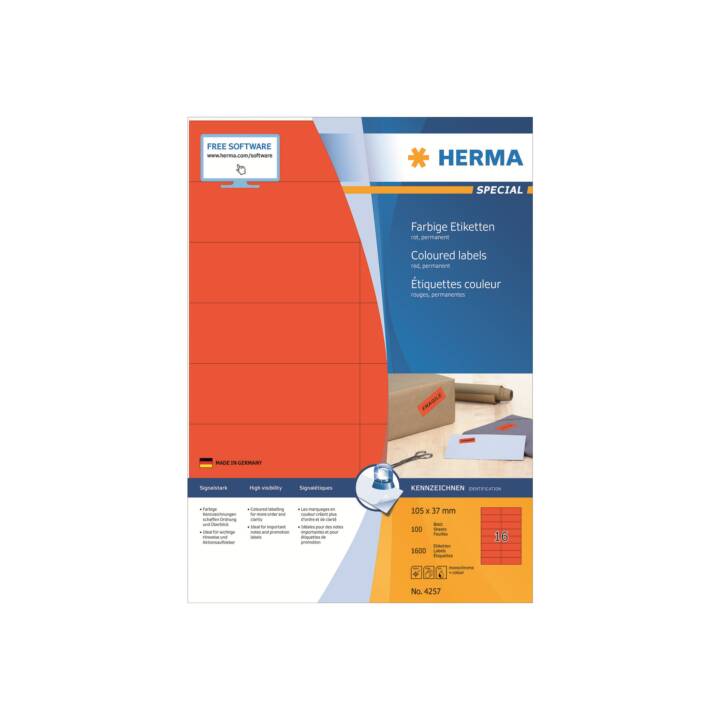 HERMA Foglie etichette per stampante (37 x 105 mm)