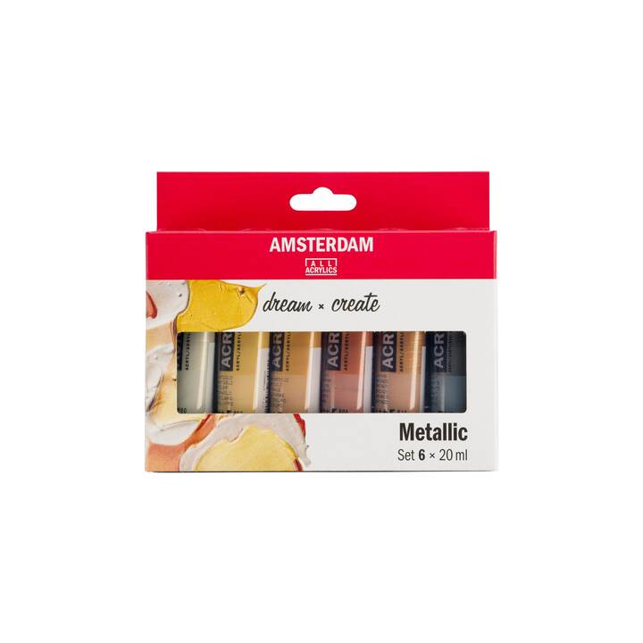 AMSTERDAM Acrylfarbe Metallic Set (6 x 20 ml, Mehrfarbig)