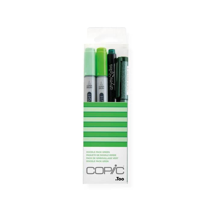 COPIC Marcatori di grafico Ciao Doodle pack (Verde chiaro, Verde oliva, Verde, 4 pezzo)