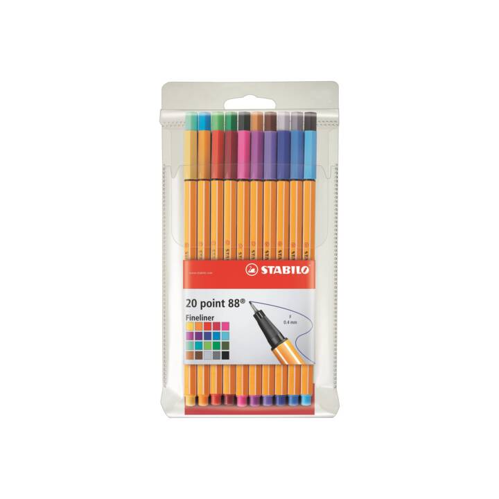 STABILO Crayon feutre (Brun, Multicolore, Pink, Jaune, Gris, Bleu, Mauve, Orange, Vert, Turquoise, Noir, Rouge, 20 pièce)