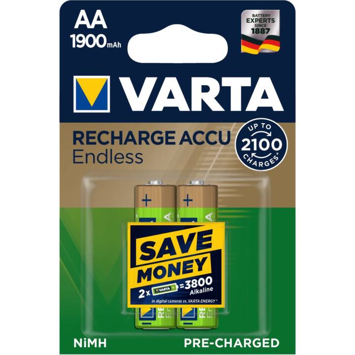 VARTA Endless Batterie (AA / Mignon / LR6, Universell, 2 Stück)