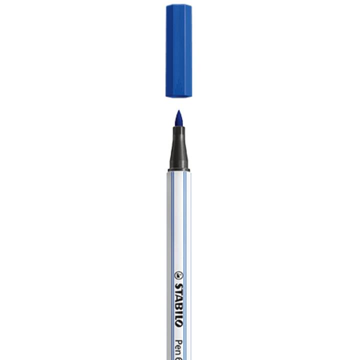 STABILO 68 brush Filzstift (Blau, 1 Stück)
